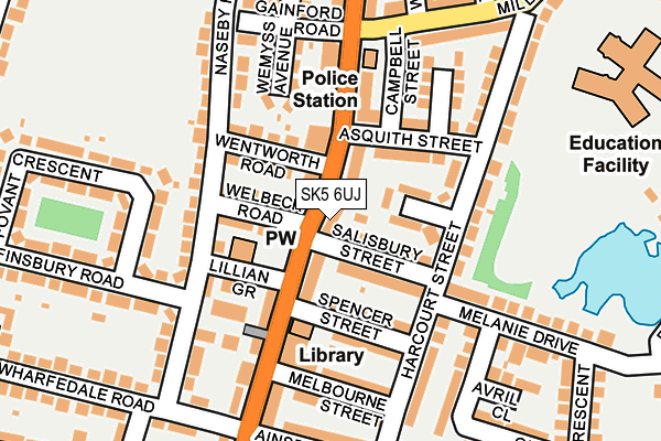 SK5 6UJ map - OS OpenMap – Local (Ordnance Survey)