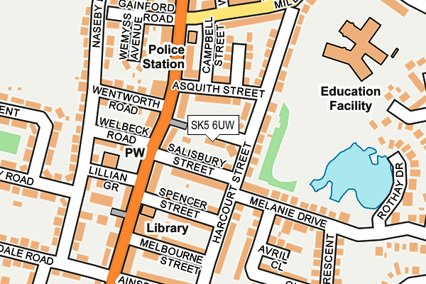 SK5 6UW map - OS OpenMap – Local (Ordnance Survey)