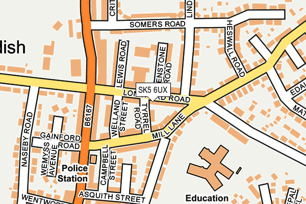 SK5 6UX map - OS OpenMap – Local (Ordnance Survey)