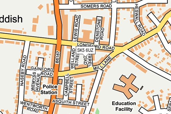 SK5 6UZ map - OS OpenMap – Local (Ordnance Survey)