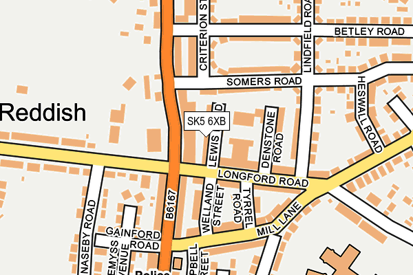SK5 6XB map - OS OpenMap – Local (Ordnance Survey)