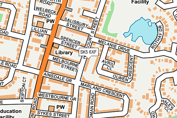 SK5 6XF map - OS OpenMap – Local (Ordnance Survey)