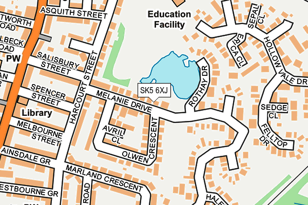 SK5 6XJ map - OS OpenMap – Local (Ordnance Survey)