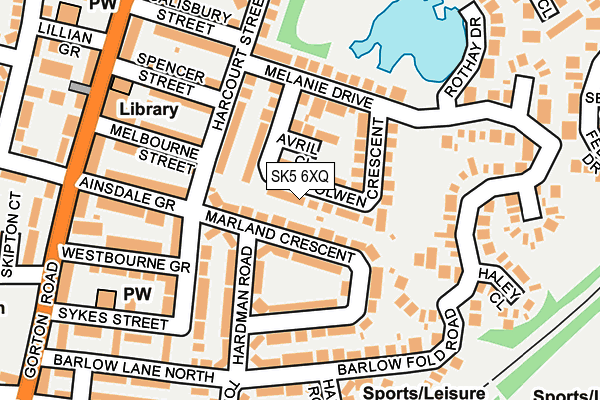 SK5 6XQ map - OS OpenMap – Local (Ordnance Survey)
