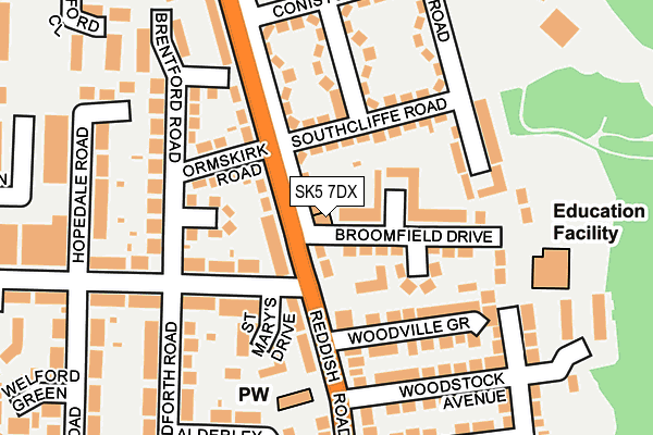 SK5 7DX map - OS OpenMap – Local (Ordnance Survey)