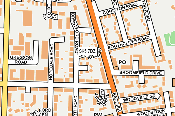 SK5 7DZ map - OS OpenMap – Local (Ordnance Survey)