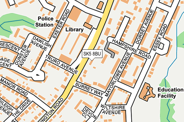 SK5 8BU map - OS OpenMap – Local (Ordnance Survey)