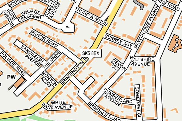 SK5 8BX map - OS OpenMap – Local (Ordnance Survey)