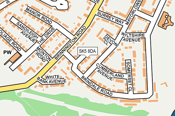 SK5 8DA map - OS OpenMap – Local (Ordnance Survey)