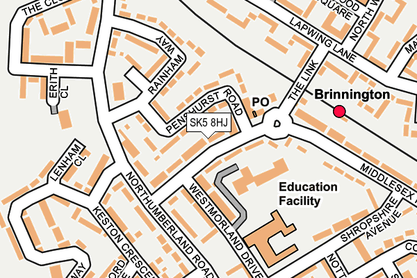 SK5 8HJ map - OS OpenMap – Local (Ordnance Survey)