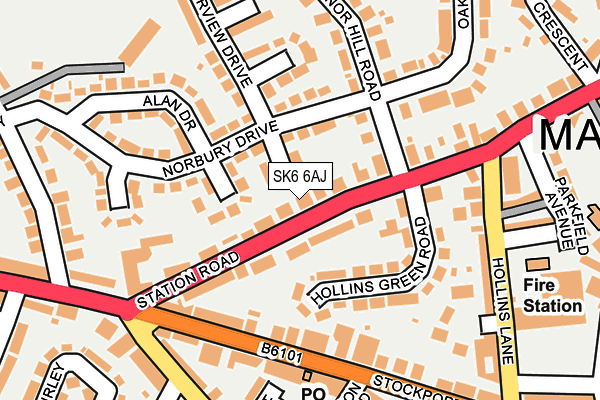 SK6 6AJ map - OS OpenMap – Local (Ordnance Survey)