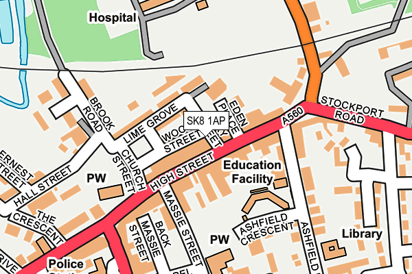 SK8 1AP map - OS OpenMap – Local (Ordnance Survey)