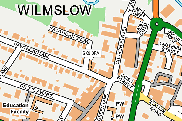 SK9 0FA map - OS OpenMap – Local (Ordnance Survey)