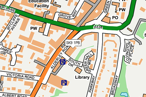 SK9 1PB map - OS OpenMap – Local (Ordnance Survey)