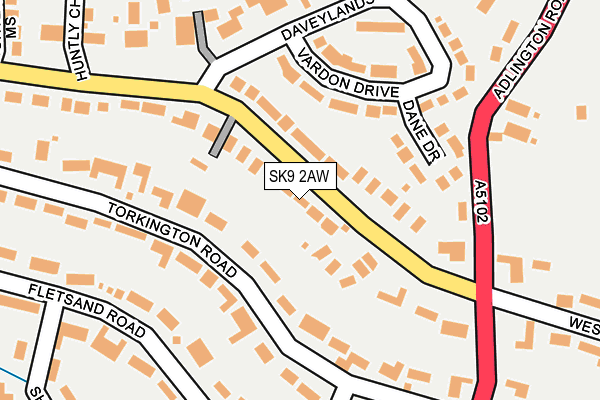 SK9 2AW map - OS OpenMap – Local (Ordnance Survey)