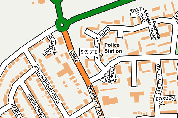 SK9 3TE map - OS OpenMap – Local (Ordnance Survey)