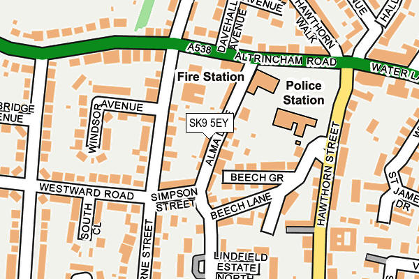 SK9 5EY map - OS OpenMap – Local (Ordnance Survey)
