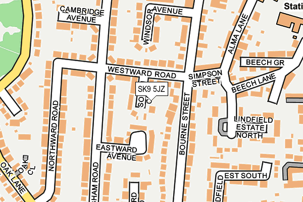 SK9 5JZ map - OS OpenMap – Local (Ordnance Survey)