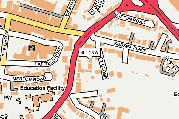 SL1 1NW map - OS OpenMap – Local (Ordnance Survey)