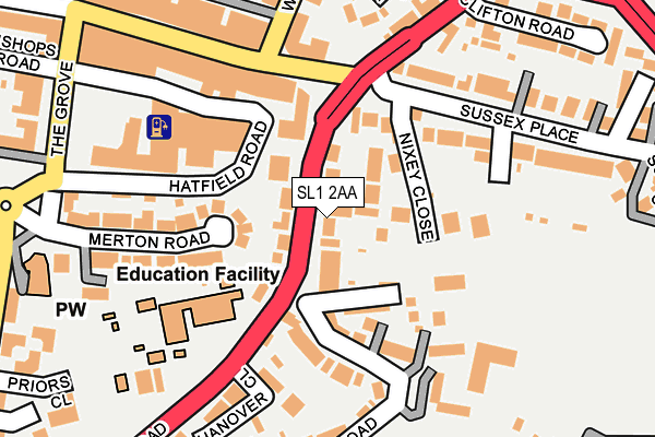 SL1 2AA map - OS OpenMap – Local (Ordnance Survey)