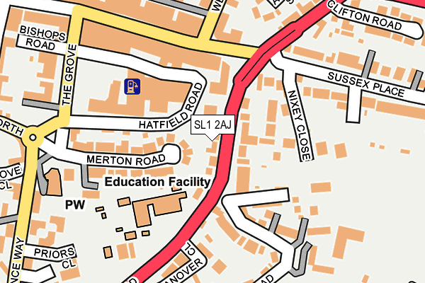 SL1 2AJ map - OS OpenMap – Local (Ordnance Survey)