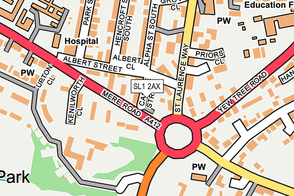 SL1 2AX map - OS OpenMap – Local (Ordnance Survey)
