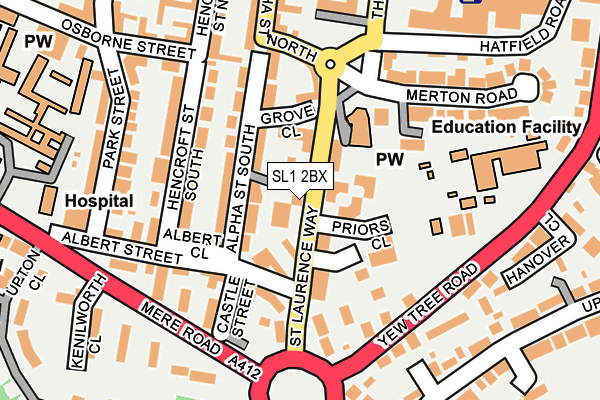 SL1 2BX map - OS OpenMap – Local (Ordnance Survey)