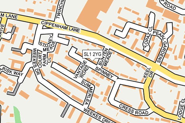 SL1 2YG map - OS OpenMap – Local (Ordnance Survey)