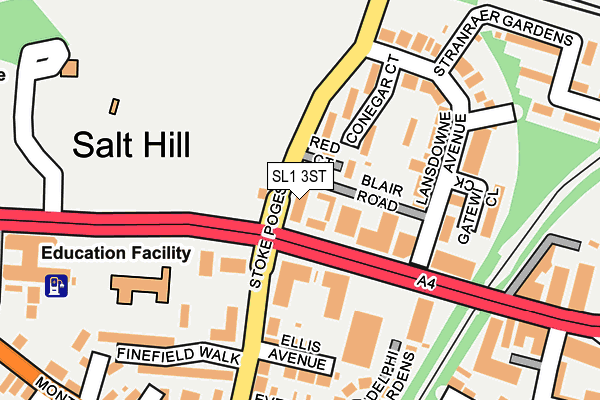 SL1 3ST map - OS OpenMap – Local (Ordnance Survey)