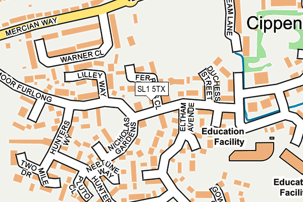 SL1 5TX map - OS OpenMap – Local (Ordnance Survey)
