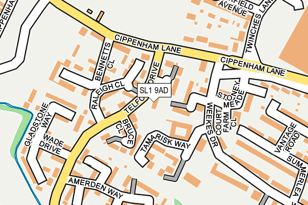 SL1 9AD map - OS OpenMap – Local (Ordnance Survey)