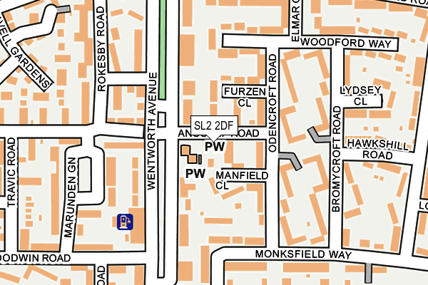 SL2 2DF map - OS OpenMap – Local (Ordnance Survey)