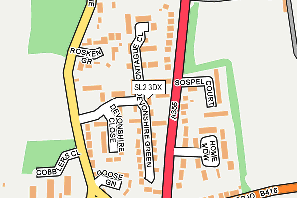 SL2 3DX map - OS OpenMap – Local (Ordnance Survey)