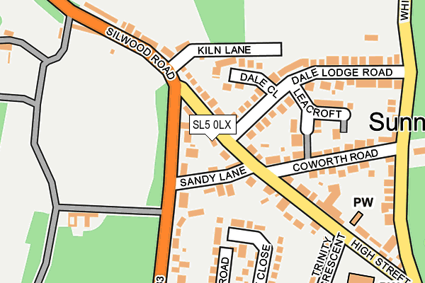 SL5 0LX map - OS OpenMap – Local (Ordnance Survey)