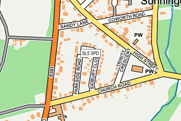 SL5 0PD map - OS OpenMap – Local (Ordnance Survey)