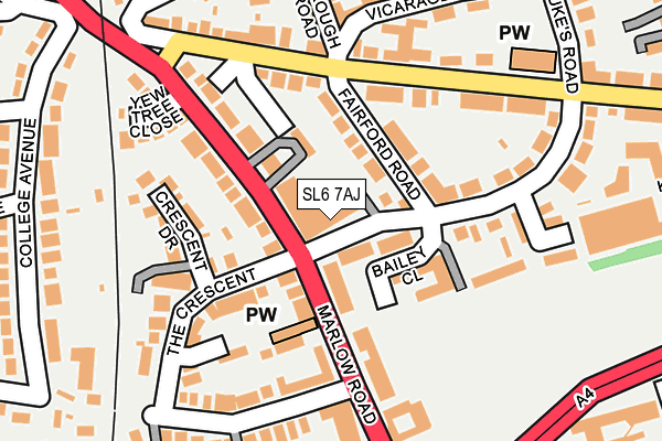 SL6 7AJ map - OS OpenMap – Local (Ordnance Survey)