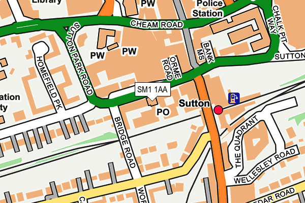 SM1 1AA map - OS OpenMap – Local (Ordnance Survey)