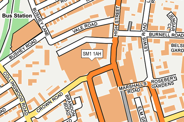 SM1 1AH map - OS OpenMap – Local (Ordnance Survey)