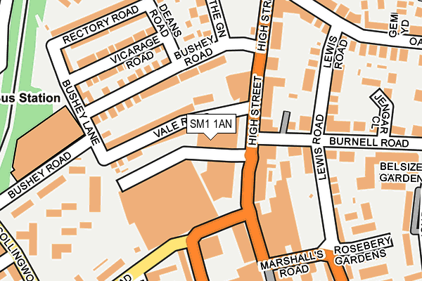 SM1 1AN map - OS OpenMap – Local (Ordnance Survey)