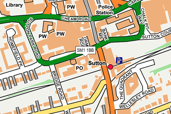 SM1 1BB map - OS OpenMap – Local (Ordnance Survey)