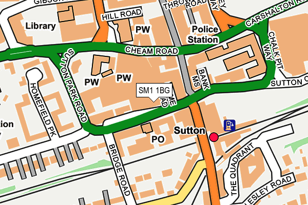 SM1 1BG map - OS OpenMap – Local (Ordnance Survey)