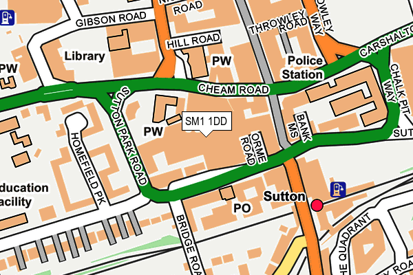 SM1 1DD map - OS OpenMap – Local (Ordnance Survey)