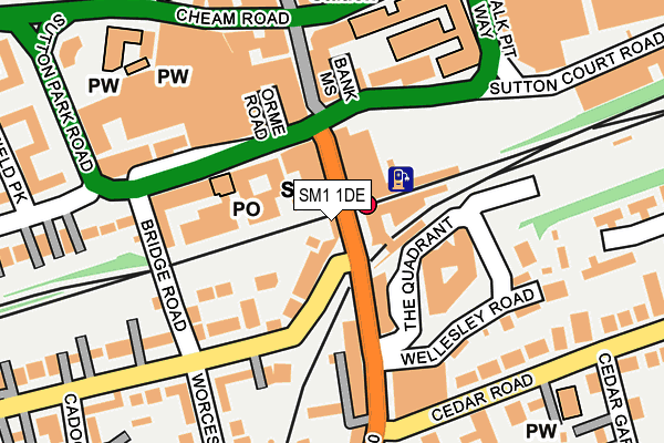 SM1 1DE map - OS OpenMap – Local (Ordnance Survey)