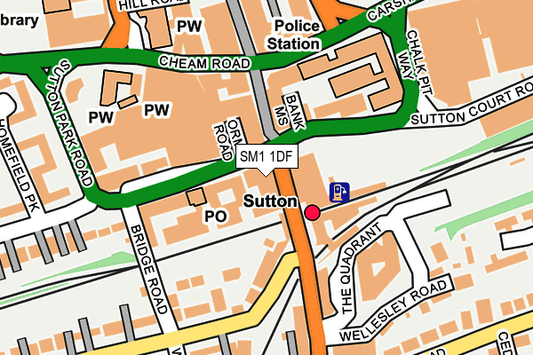 SM1 1DF map - OS OpenMap – Local (Ordnance Survey)