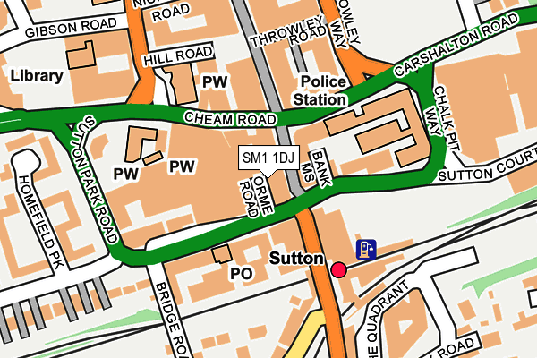 SM1 1DJ map - OS OpenMap – Local (Ordnance Survey)