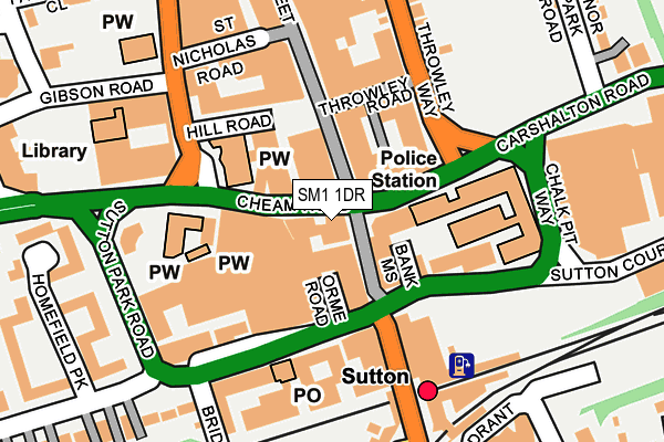 SM1 1DR map - OS OpenMap – Local (Ordnance Survey)