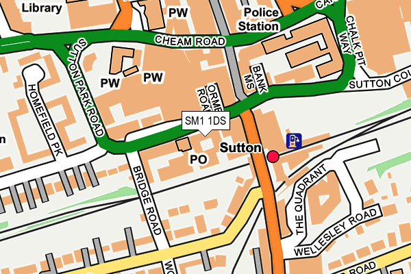 SM1 1DS map - OS OpenMap – Local (Ordnance Survey)