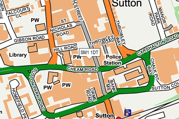 SM1 1DT map - OS OpenMap – Local (Ordnance Survey)