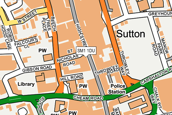 SM1 1DU map - OS OpenMap – Local (Ordnance Survey)