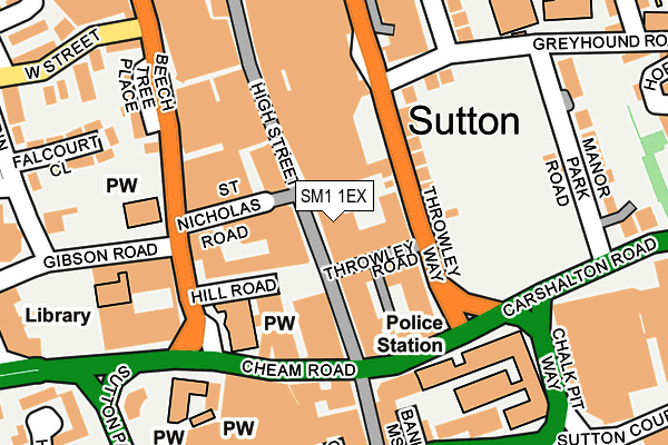 SM1 1EX map - OS OpenMap – Local (Ordnance Survey)